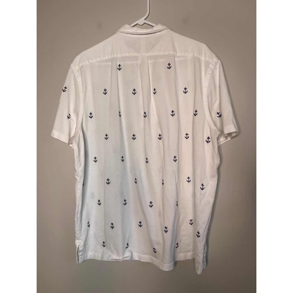 Ralph Lauren Blue White Knit Oxford Anchors Nautical Coastal Old Money Shirt XXL - Picture 5 of 5
